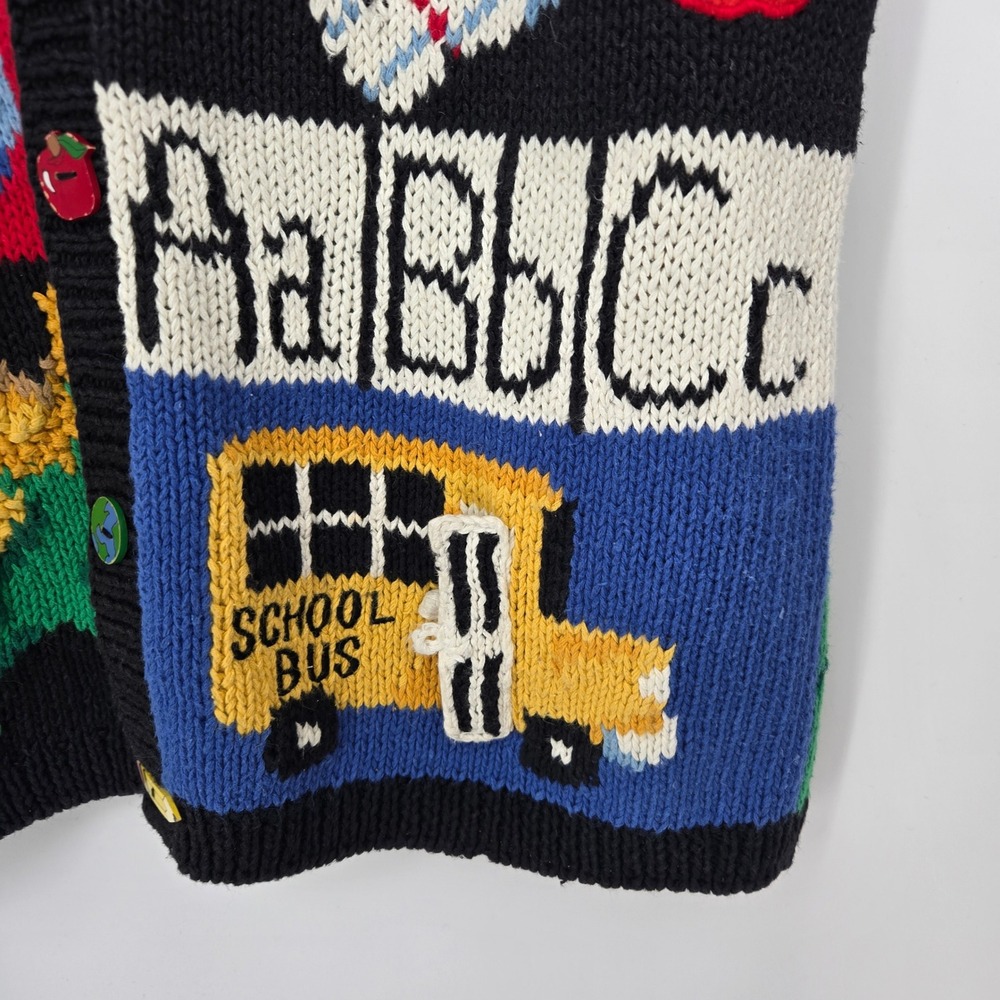 Vintage 90s Womens M Cardigan Sweater Teacher Back To School Kids Education - Picture 9 of 16